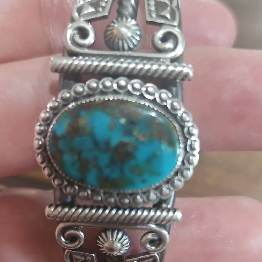 Antique Vintage Royston Turquoise Cuff Delbert Gordon Master Navajo Silversmith